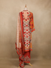 Orange Floral Printed Cotton Salwar Suit