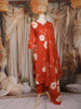 Orange Floral Printed Cotton Salwar Suit with Dupatta