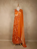 Orange Floral Printed Design Chiffon Party Wear Gown