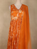Orange Floral Printed Design Chiffon Party Wear Gown