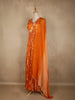 Orange Floral Printed Design Chiffon Party Wear Gown