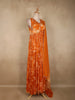 Orange Floral Printed Design Chiffon Party Wear Gown
