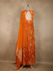 Orange Floral Printed Design Chiffon Party Wear Gown