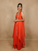 Orange Floral Sequins Embroidered Chiffon Skirt Top
