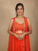 Orange Floral Sequins Embroidered Chiffon Skirt Top