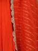 Orange Floral Sequins Embroidered Chiffon Skirt Top