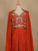 Orange Floral Sequins Embroidered Georgette Skirt Top