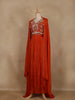 Orange Floral Sequins Embroidered Georgette Skirt Top