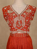 Orange Floral Sequins Embroidered Georgette Skirt Top