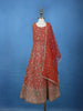 Orange Floral Sequins Embroidered Kids Georgette Gown