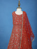 Orange Floral Sequins Embroidered Kids Georgette Gown