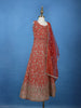 Orange Floral Sequins Embroidered Kids Georgette Gown