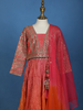 Orange Floral Sequins Embroidered Silk Kids Lehenga With Dupatta