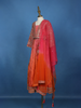Orange Floral Sequins Embroidered Silk Kids Lehenga With Dupatta