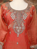 Orange Floral Sequins Embroidered Tissue Organza Salwar Suit