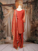Orange Floral Sequins Embroidered Tissue Organza Salwar Suit