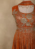 Orange Floral Sequins and Beads Embroidered Design Tissue Peplum Palazzo Suit with Dupatta