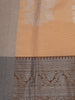 Orange Floral Woven Art Silk Saree with Contrast Silver Zari Border