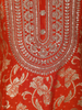 Orange Floral Woven Banarasi Silk Gown with Dupatta