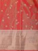 Orange Floral Woven Design Art Silk Saree