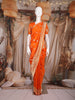 Orange Floral Woven Design Pure Banarasi Silk Saree with Zari Woven Border