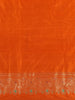 Orange Floral Woven Design Pure Banarasi Silk Saree with Zari Woven Border