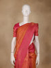 Orange Floral Woven Pure Kanchipuram Silk Saree
