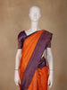 Orange Floral Woven Pure Kanchipuram Silk Saree With Contrast Border