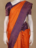 Orange Floral Woven Pure Kanchipuram Silk Saree With Contrast Border