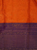 Orange Floral Woven Pure Kanchipuram Silk Saree With Contrast Border
