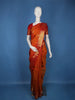 Orange Floral Motif Woven Pure Kanchipuram Silk Saree With Rich Zari Border