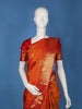 Orange Floral Motif Woven Pure Kanchipuram Silk Saree With Rich Zari Border