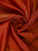 Orange Floral Motif Woven Pure Kanchipuram Silk Saree With Rich Zari Border