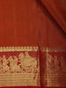 Orange Floral Motif Woven Pure Kanchipuram Silk Saree With Rich Zari Border