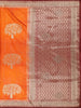 Orange Floral Zari Woven Banarasi Silk Saree with Maroon Designer Border