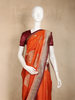 Orange Floral Zari Woven Banarasi Silk Saree with Maroon Designer Border