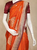 Orange Floral Zari Woven Banarasi Silk Saree with Maroon Designer Border