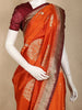 Orange Floral Zari Woven Banarasi Silk Saree with Maroon Designer Border
