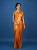 Orange Floral woven Silk Saree
