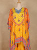 Orange Geometric Printed Design Crepe Kaftan Suit