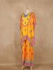 Orange Geometric Printed Design Crepe Kaftan Suit