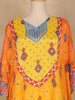 Orange Geometric Printed Design Crepe Kaftan Suit