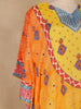 Orange Geometric Printed Design Crepe Kaftan Suit