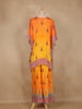 Orange Geometric Printed Design Crepe Kaftan Suit