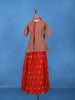 Orange Leaf Motif Sequins Design Georgette Kids Lehenga