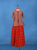 Orange Leaf Motif Sequins Design Georgette Kids Lehenga