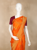 Orange Lotus Butta Zari Woven Kanchipuram Silk Saree