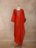 Orange Red Floral Design Georgette Straight Cut Salwar Suit