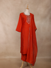 Orange Red Floral Design Georgette Straight Cut Salwar Suit