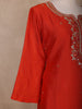 Orange Red Floral Design Georgette Straight Cut Salwar Suit